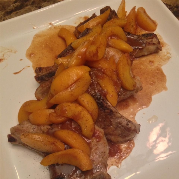 Pork Chops with a Riesling Peach Sauce