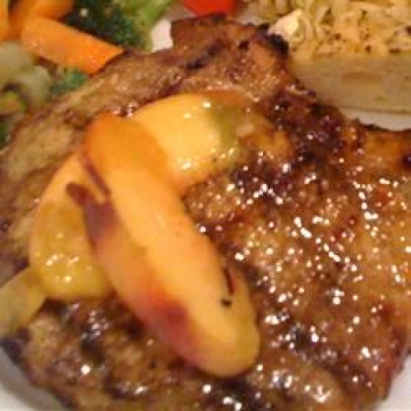 Pork Chops with a Riesling Peach Sauce