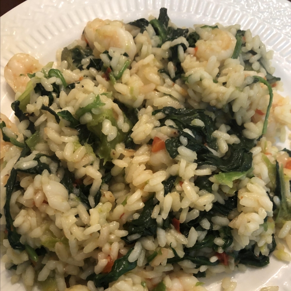 Shrimp, Leek and Spinach Risotto