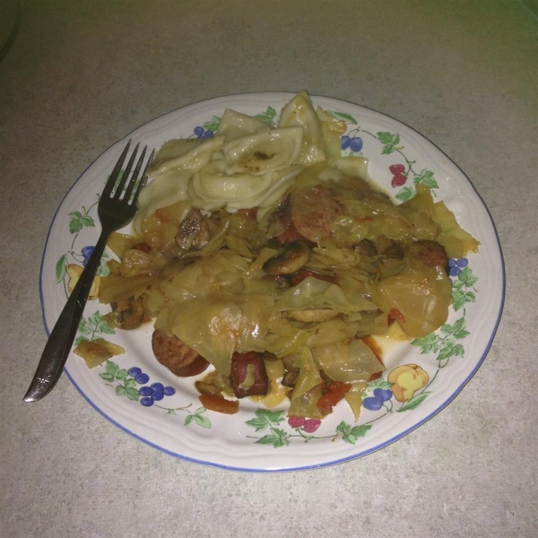 Cabbage, Polish Sausage, and Pierogies