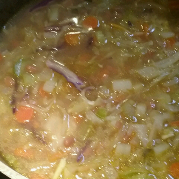 Cabbage, Potato and Baked Bean Soup