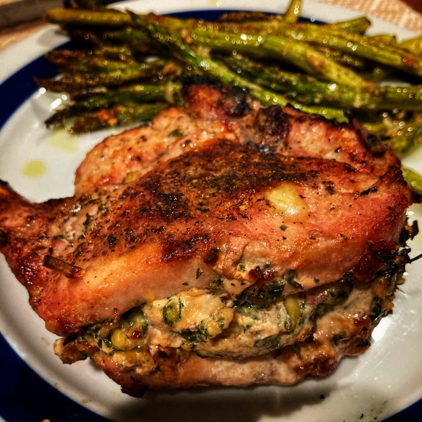 Pork Chops Stuffed with Smoked Gouda and Bacon