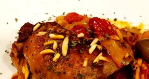 Moroccan Chicken Tagine with Preserved Lemons, Fennel, Olives, and Harissa