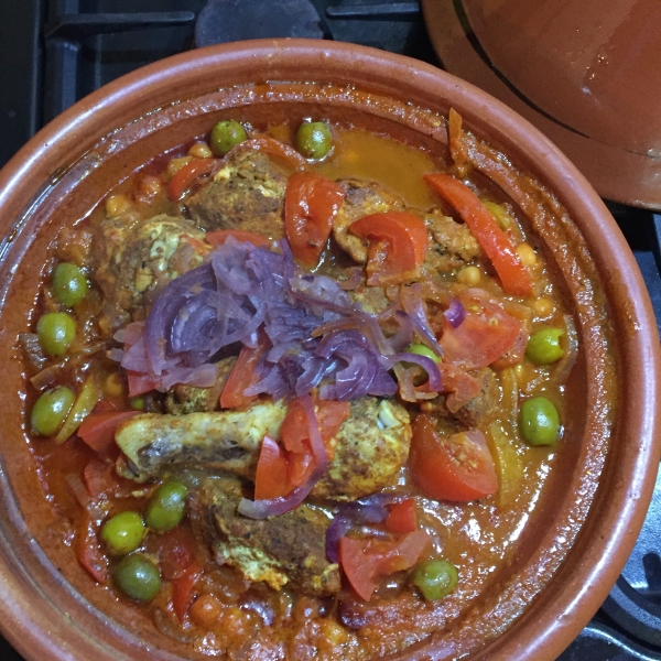 Moroccan Chicken Tagine with Preserved Lemons, Fennel, Olives, and Harissa