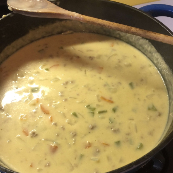 Spicy Cheeseburger Soup