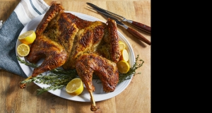 Spatchcocked Butter-Roasted Lemon and Herb Turkey with Gravy