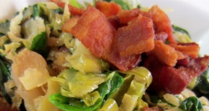 Warm Brussels Sprout, Bacon and Spinach Salad