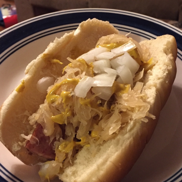 Beer Glazed Brats and Sauerkraut