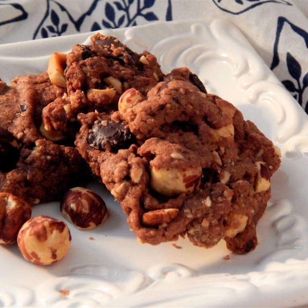Double Dark Chocolate Hazelnut Cookies