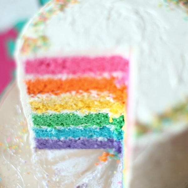 Easy Six-Layer Rainbow Cake