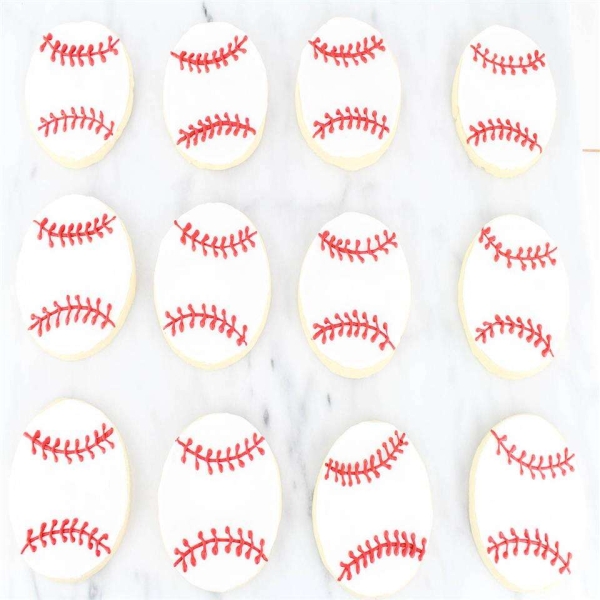 Baseball Cookies with Royal Icing