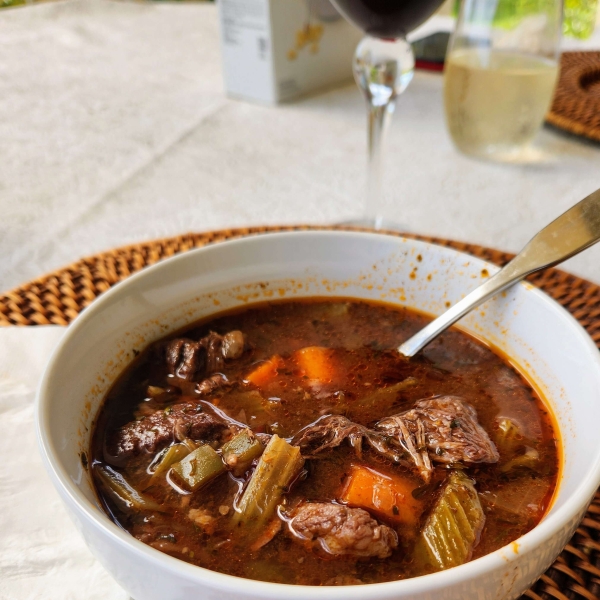 Beef and Wine Soup with Dumplings