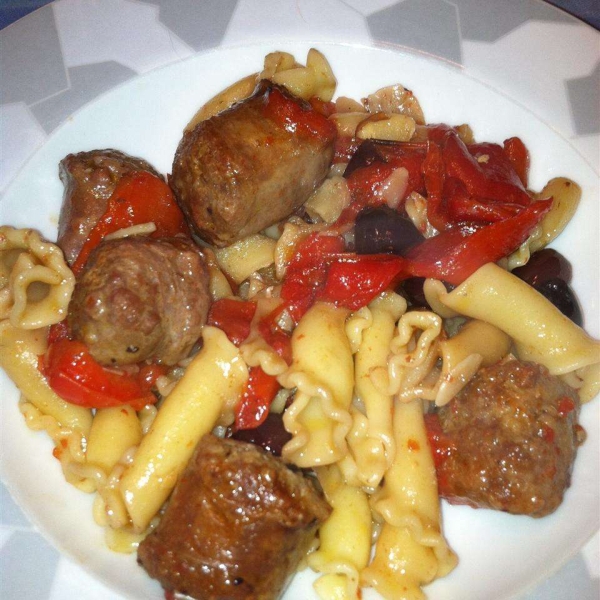 Campanelle with Sausage and Roasted Red Peppers