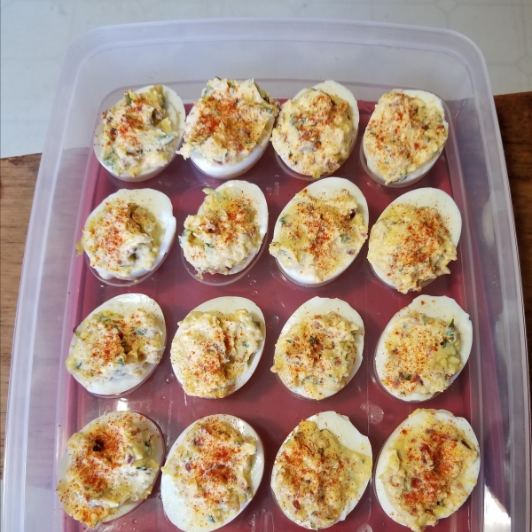 Garlic, Basil, and Bacon Deviled Eggs