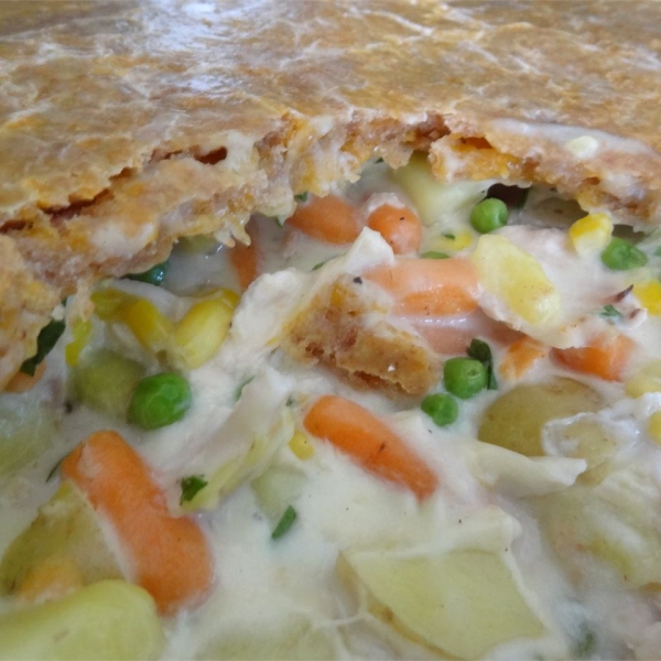 Chicken Pot Pie with Cheddar Crust