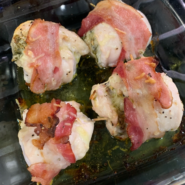 Bacon Wrapped Pesto Chicken