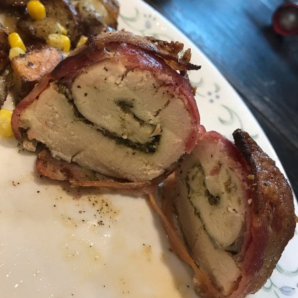 Bacon Wrapped Pesto Chicken