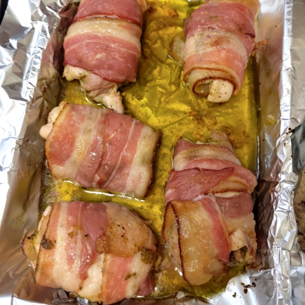 Bacon Wrapped Pesto Chicken