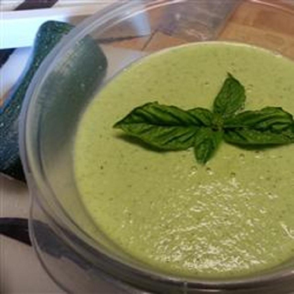 Zucchini Gazpacho with Basil Cream