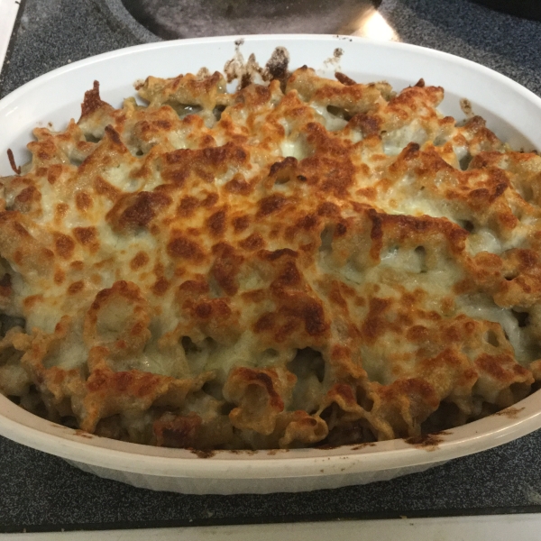 Baked Pasta with Sausage and Baby Portobello Mushroom White Sauce