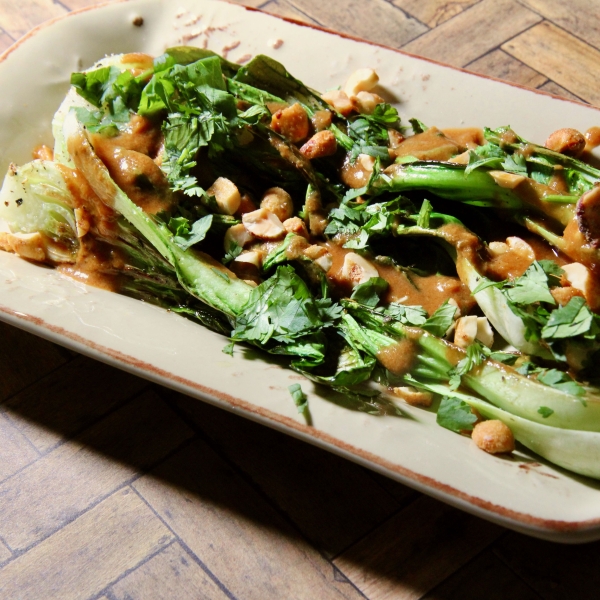 Baby Bok Choy with Thai Peanut Sauce