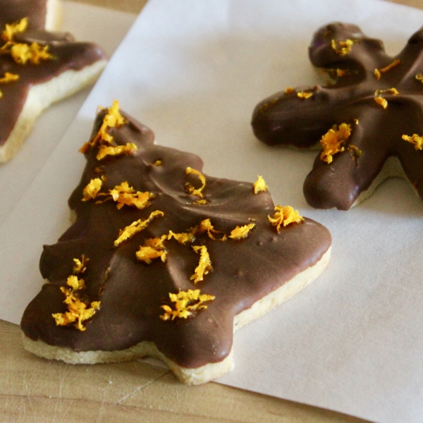 Chocolate-Dipped Orange Shortbread Cookies