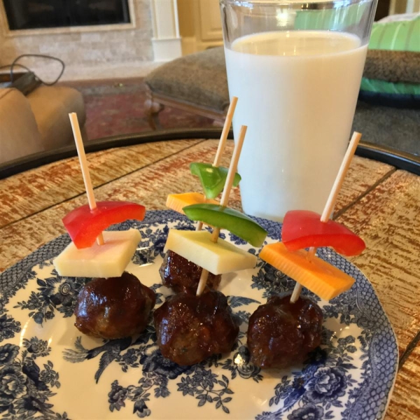 BBQ Meatballs with Pepper and Cheese Animal Cut-Outs