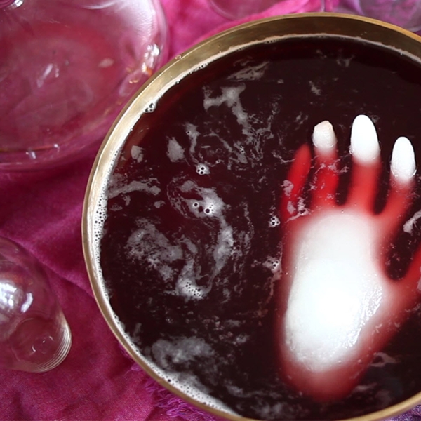 Halloween Punch with Frozen Hand