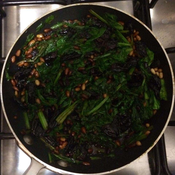 Spanish-Style Swiss Chard with Raisins and Pine Nuts