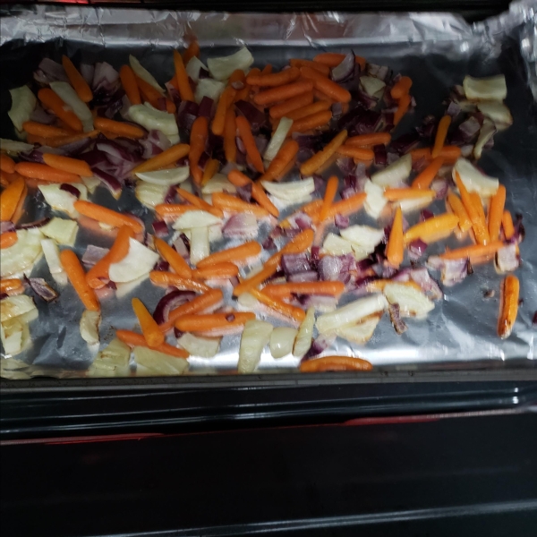 Roasted Carrots and Onions with Fennel Fronds and Honey