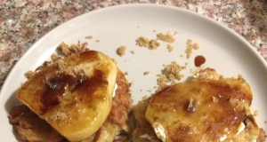 Potato Latkes with Caramelized Pears, Goat Cheese, and Sherry Vinegar Drizzle