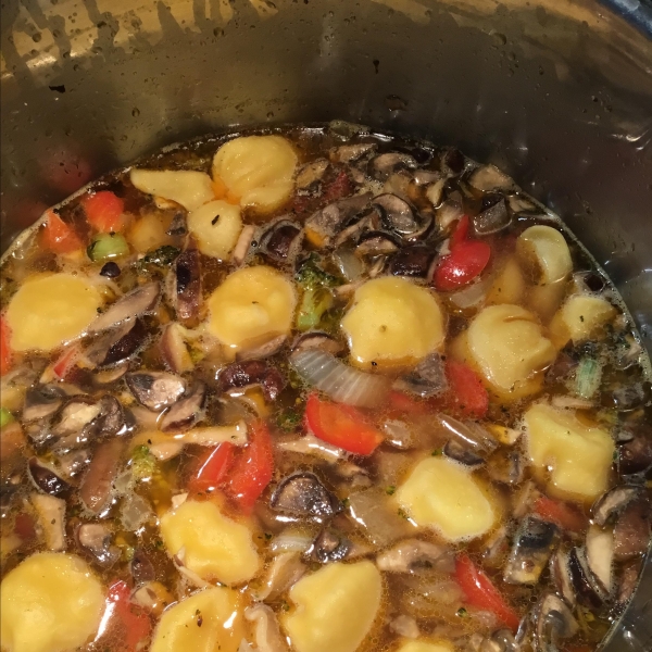 Mushroom, Leek, Chicken Sausage and Tortellini Soup