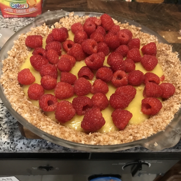 Raspberry-Lemon Pie In a Toasted Coconut Crust