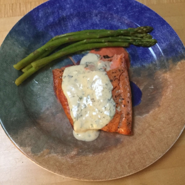 Grilled Salmon Fillets with a Lemon, Tarragon, and Garlic Sauce