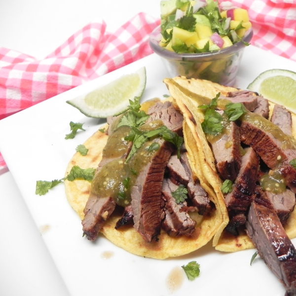 Flank Steak Tacos with Mango-Avocado Salsa