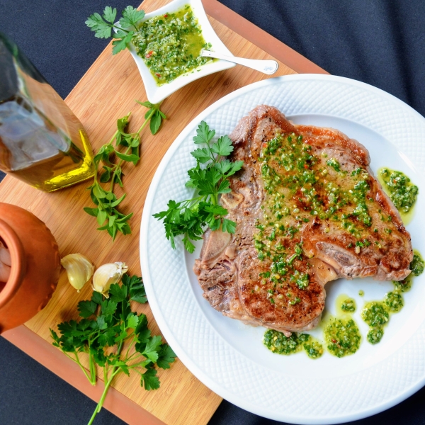 Grilled Porterhouse Steak with Chimichurri Sauce