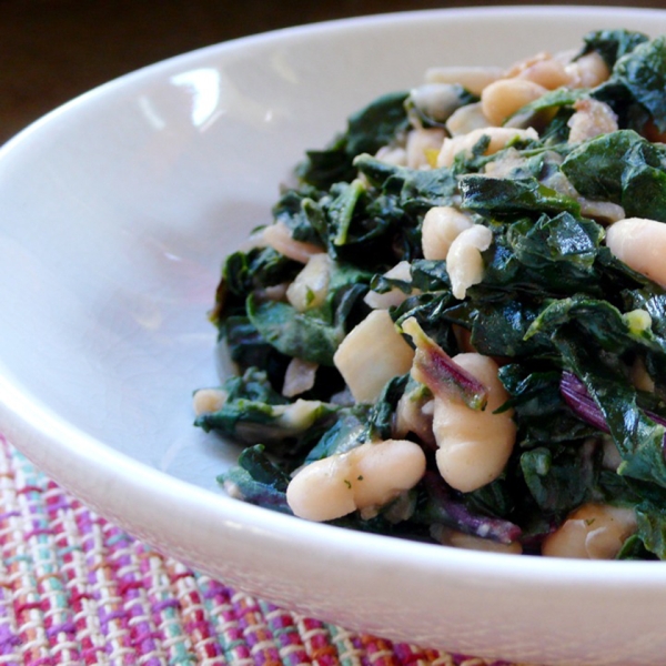 Greens with Cannellini Beans and Pancetta