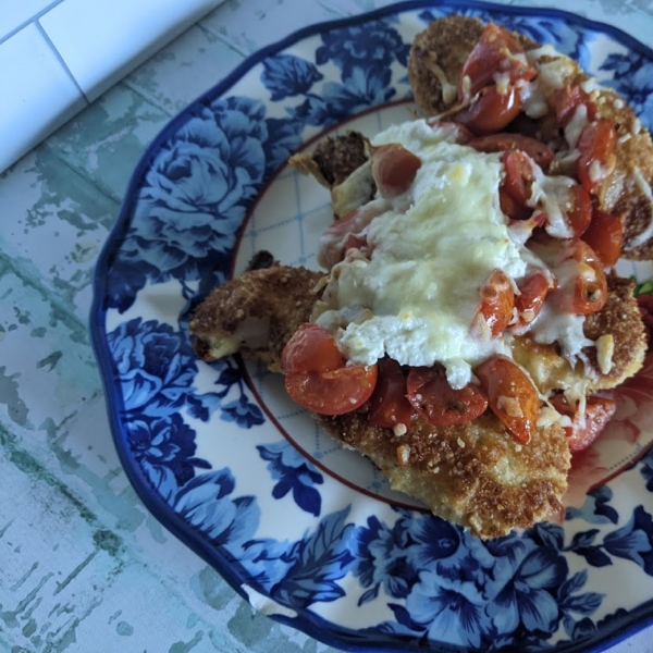 Chicken Escalopes with Cherry Tomatoes, Ricotta, and Mozzarella