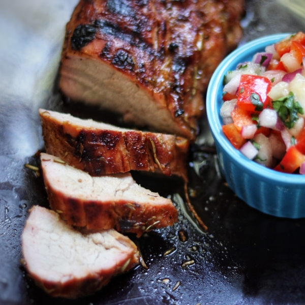 Grilled Caribbean-Spiced Pork Tenderloin with Peach Salsa