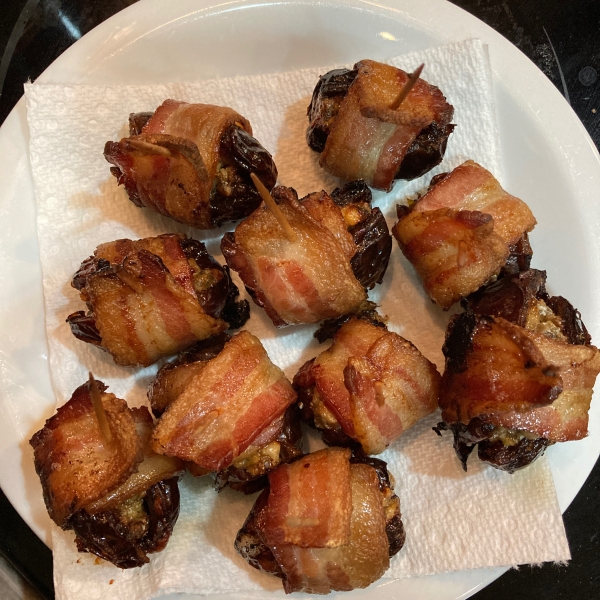 Bacon Wrapped Dates Stuffed with Blue Cheese