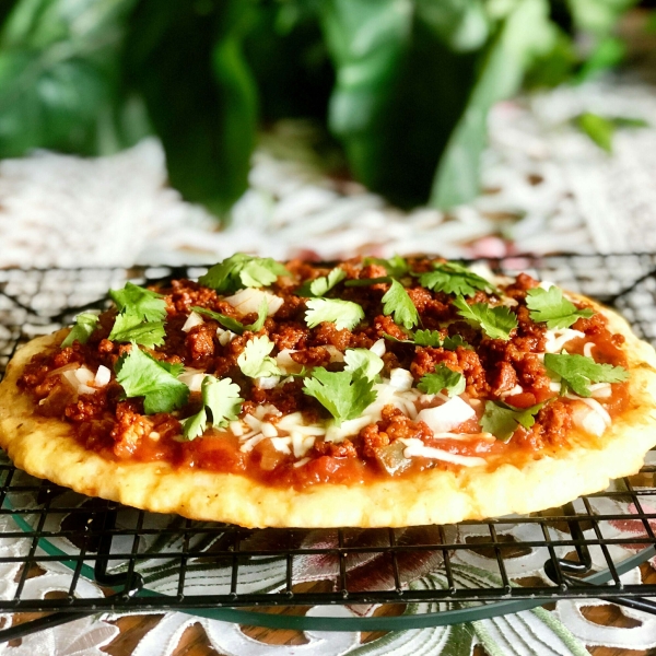 Keto Fathead Pizza with Chorizo and Salsa