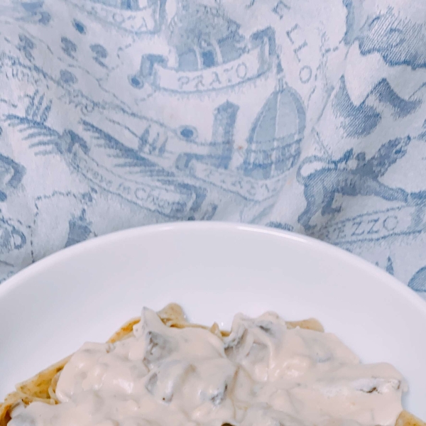 Mushroom Stroganoff with Creamy Miso Pasta