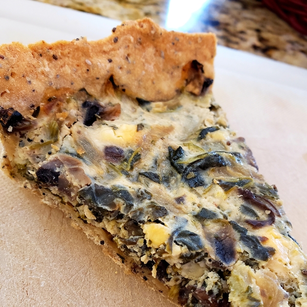 Mushroom and Spinach Tart with Cracker Crust