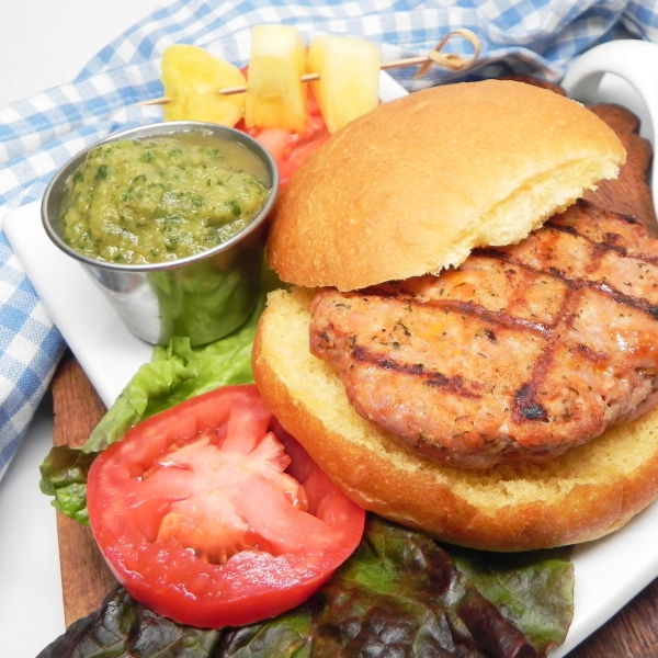 Grilled Pork Burgers with Pineapple Salsa