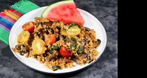 Keto Creamy Spinach, Mushroom, and Tomato Risotto