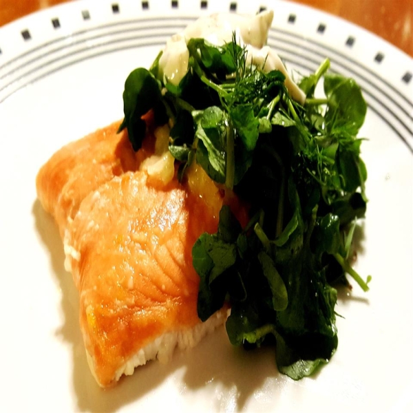 Lemony Salmon with Watercress Salad