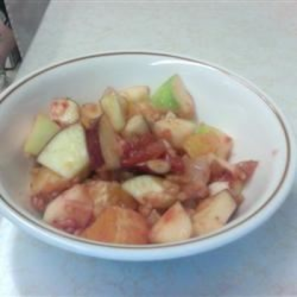 Strawberry-Sauced Crunchy Fruit Salad