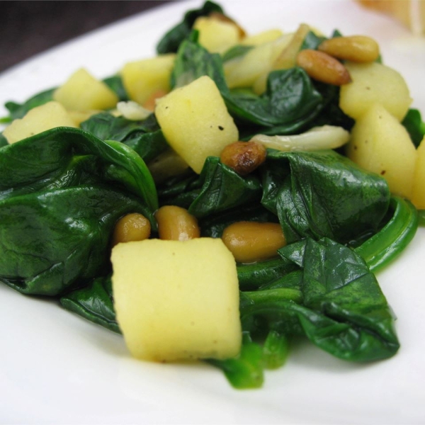 Spinach with Apples and Pine Nuts