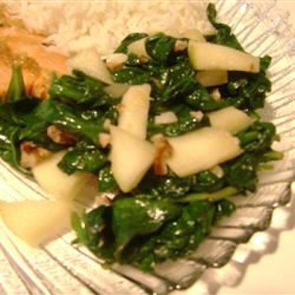 Spinach with Apples and Pine Nuts