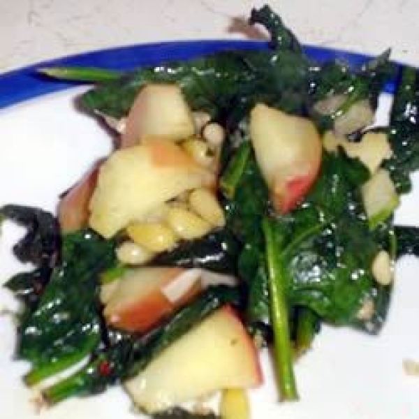 Spinach with Apples and Pine Nuts